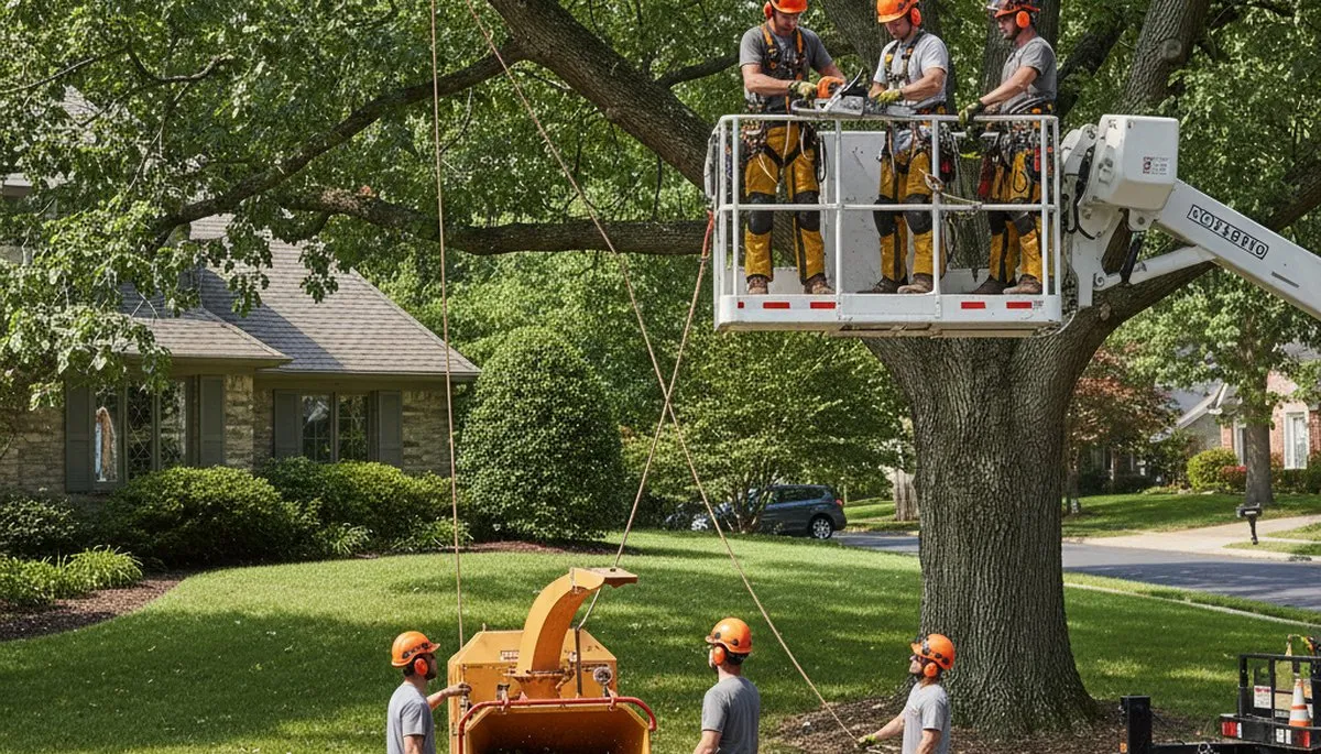 Kissimmee, FL tree removal crew safely removing a storm-damaged tree