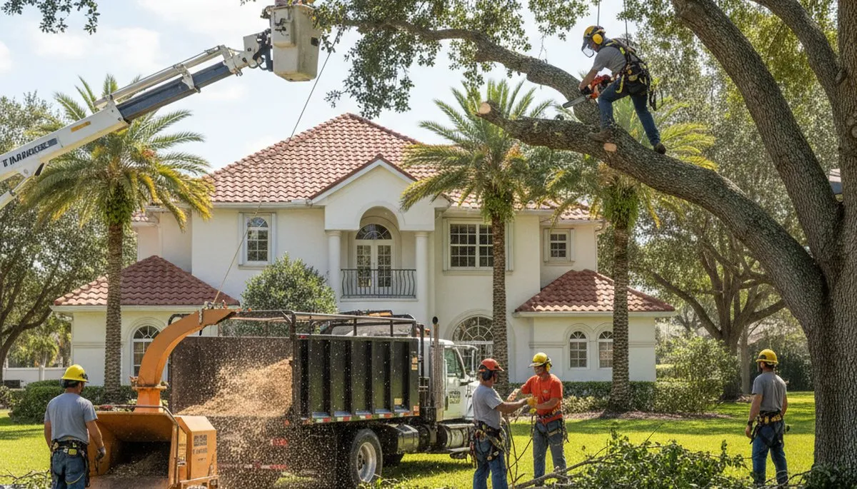 Tree service crew removing a tree in Kissimmee, FL for safe, professional property care