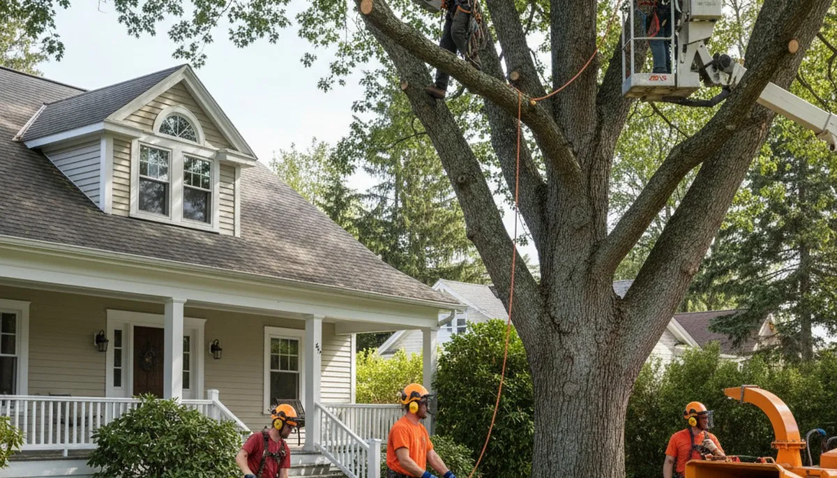 Tree service crew in Kissimmee, FL performing safe tree removal for a local property