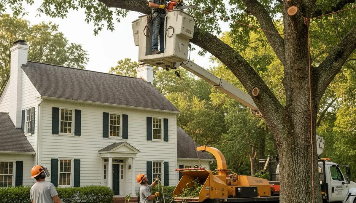 Tree service crew in Kissimmee, FL performing professional tree removal for a local property